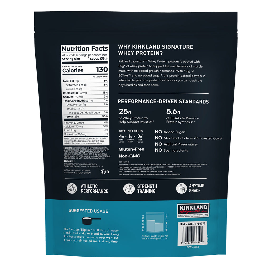 Kirkland Signature Whey Protein - Creamy Chocolate, 5.4 lbs