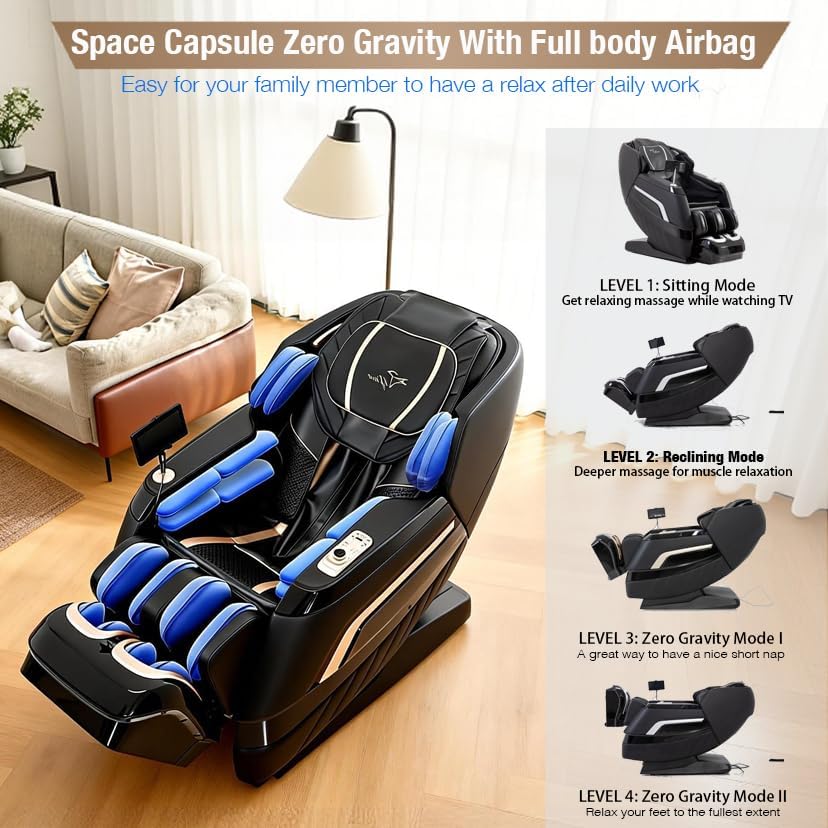 Alfine 4D Full Body Massage Chair With SL Track, Yoga Stretch, Zero Gravity, Heating, AI Voice Control - A66
