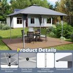 Costway Pop-Up Gazebo Outdoor Canopy Tent, 13 x 13 ft, Gray
