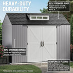 Rubbermaid Resin Outdoor Storage Shed With Floor, 7x7 ft, Gray