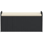 vidaXL Outdoor Poly Rattan Storage Bench With Cushion, Black, 45.3 x 20.1 x 20.5 in