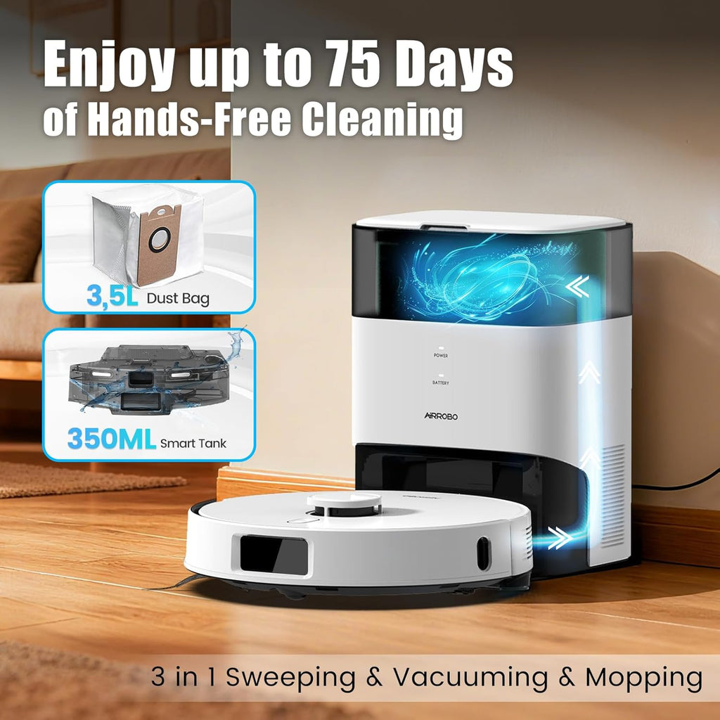 AIRROBO Robot Vacuum And Mop With Self-Emptying 75-Day Capacity