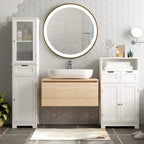 Homfa Tall Narrow Bathroom Storage Cabinet With Door And Drawer, 15.7in L x 11.8in W x 67in H, White