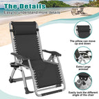 Docred Zero Gravity Folding Recliner Chair With Pad, Headrest And Cup Holder