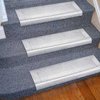 Clear Vinyl Stair Tread Carpet Protectors, 24 Inch Wide x 8 Inch Deep, Set of 2