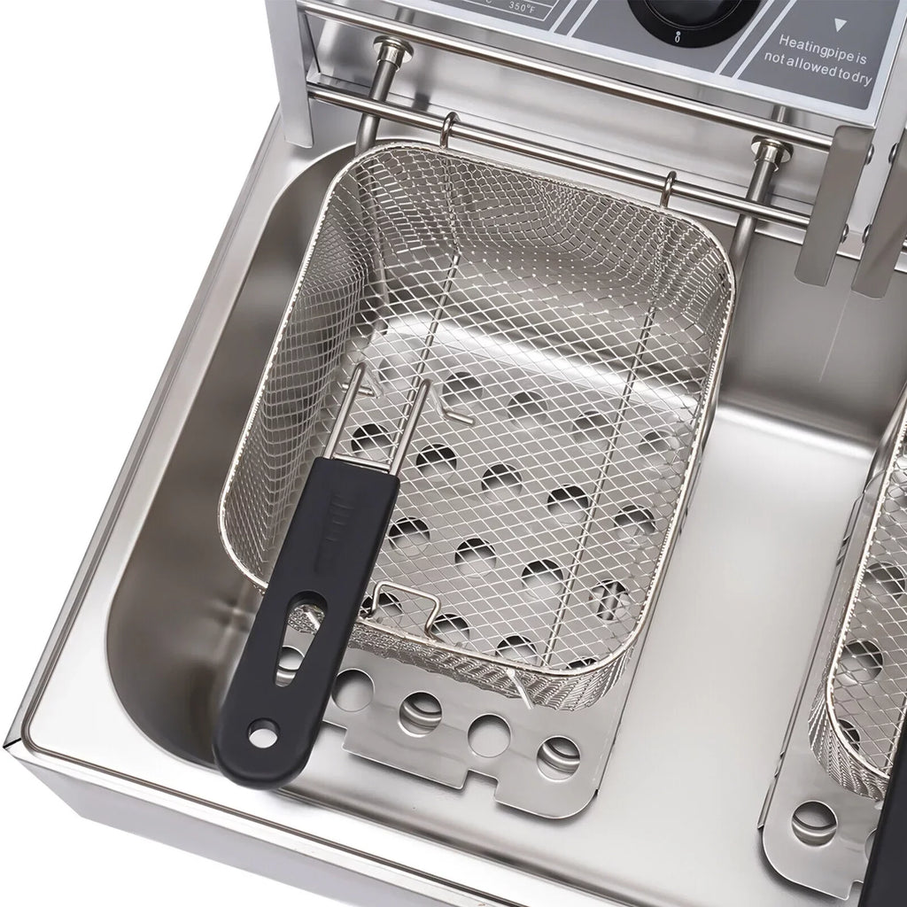 Commercial Electric Deep Fryer, 5000W, 12L Single Tank, Stainless Steel Fry Basket