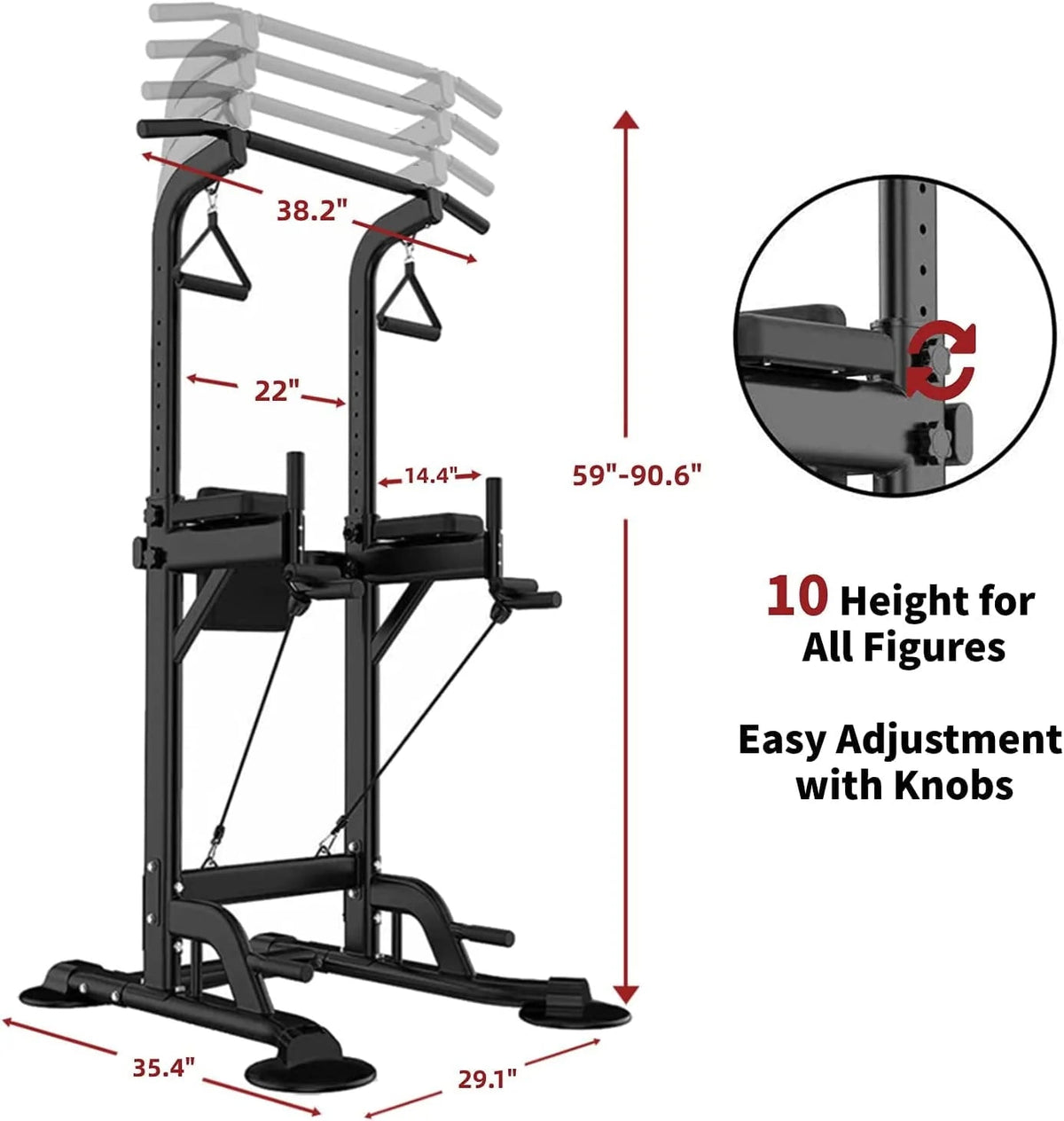 Tappio Power Tower Dip Bar Station Pull Up Bar Stand With Backrest, 400lb Capacity