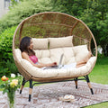 NICESOUL Double Egg Wicker Loveseat Chair, 2 Person, Beige