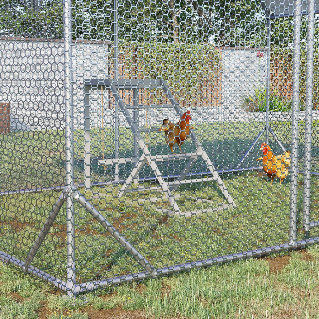 PawHut Chicken Activity Play Center With Swing, Perches And Platform, Pastel Gray - D51-350V00GY
