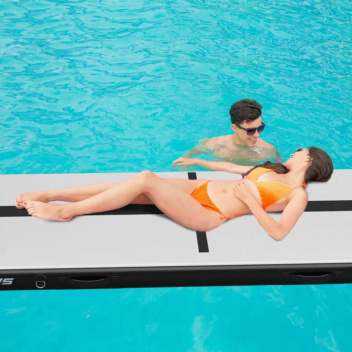 Goplus 10FT Air Track Inflatable Gymnastics Tumbling Mat With Pump - Black