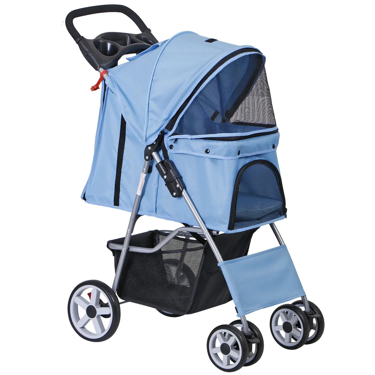 Foldable 4 Wheel Pet Stroller With Cup Holder