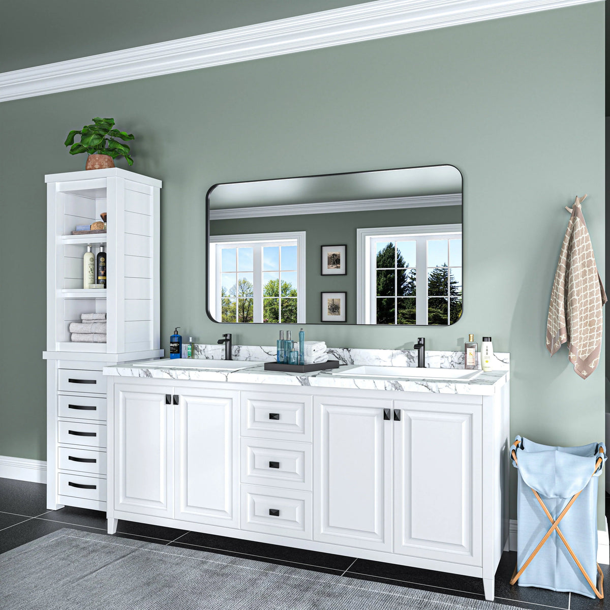 Aluminum Alloy Rounded Corner Wall Vanity Mirror