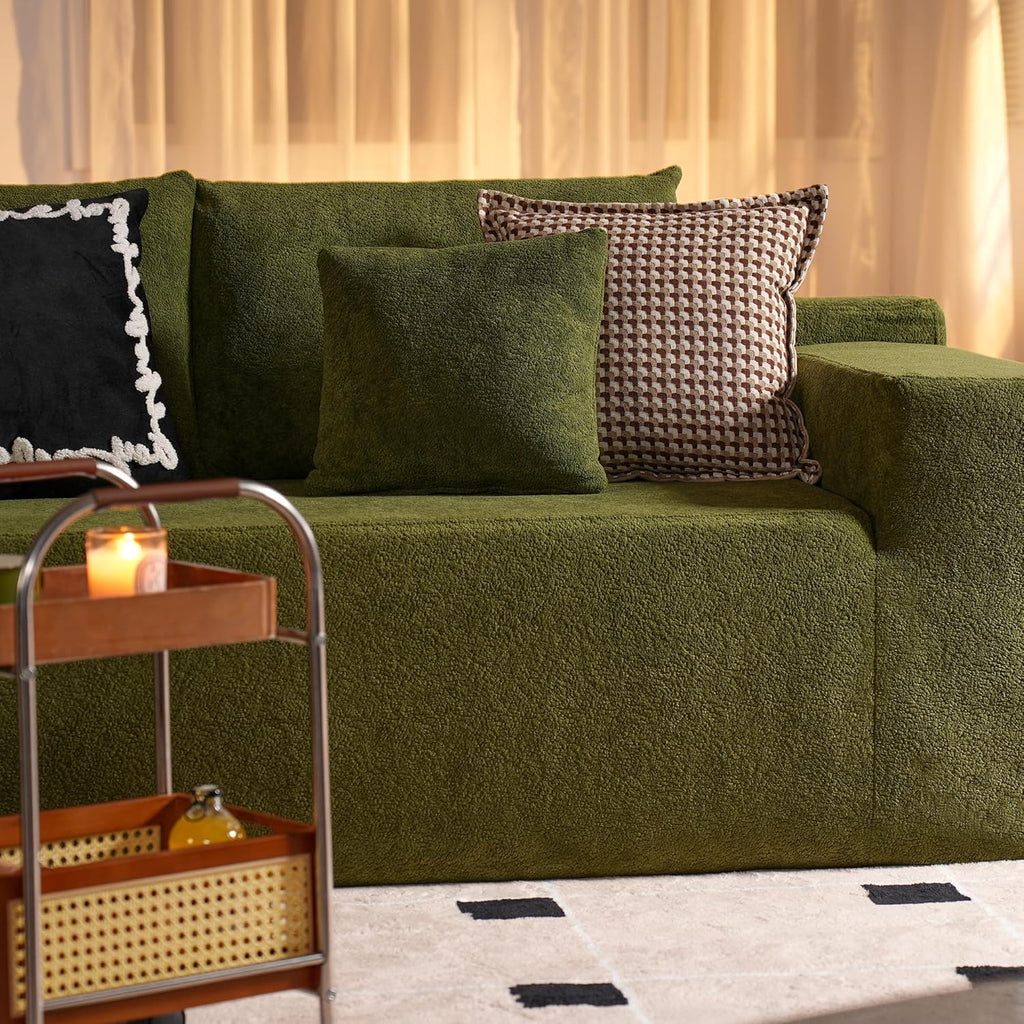 ovios 104in L-Shape Sectional Sofa With Chaise, Grey Plush Corduroy Fabric