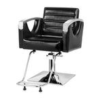 OmySalon Hydraulic Barber Chair With Stainless Steel Armrests, Brown Or Black