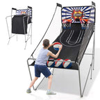 Costway Dual Shot Basketball Arcade Game, Blue, 8 Game Modes, 81in x 43in x 81in