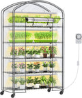 5-Tier Metal Indoor Greenhouse With Grow Lights And PVC Cover - 49 x 21.6 x 79 inch