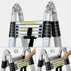 Bowoshen Telescopic Ladder 16.5 ft Aluminum 8 x 2 Steps 330 lb