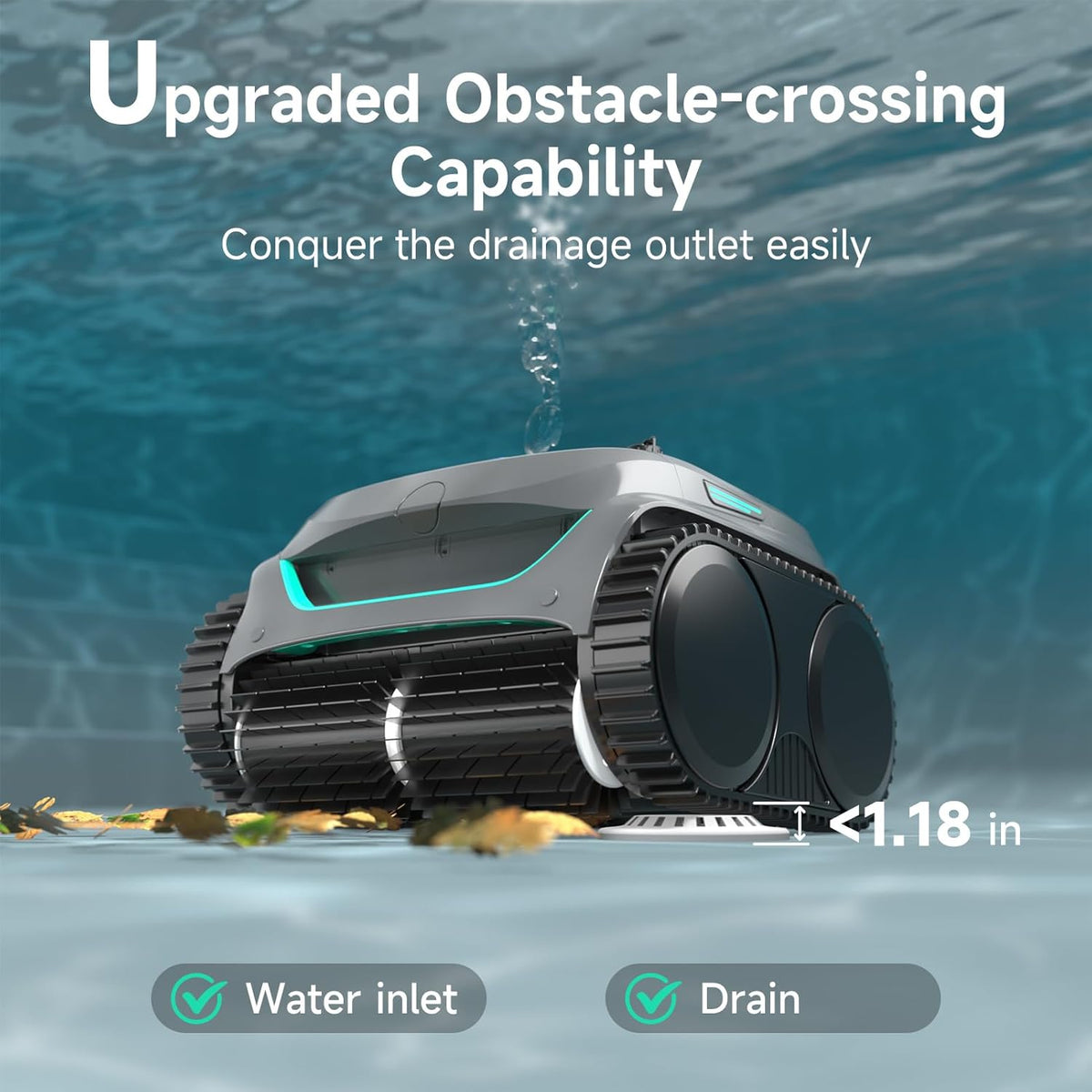 WYBOT Cordless Robotic Pool Cleaner With Dual Filtration And 180 Minutes Runtime - C2