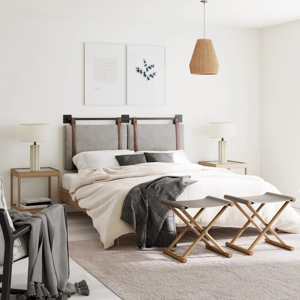 Wall-Mount Upholstered Headboard With Metal Rail - Twin, Queen & King