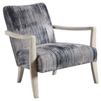 Bailey Street Home Gate House Mews 31 inch Accent Chair Charcoal/Gray/Blue Chenille/Natural Off-White Finish - 208-Bel-4361897