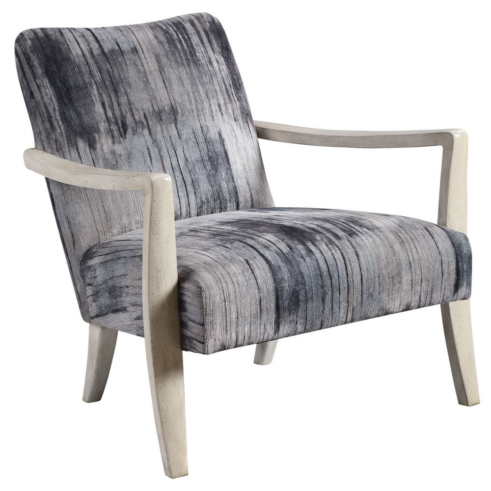 Bailey Street Home Gate House Mews 31 inch Accent Chair Charcoal/Gray/Blue Chenille/Natural Off-White Finish - 208-Bel-4361897