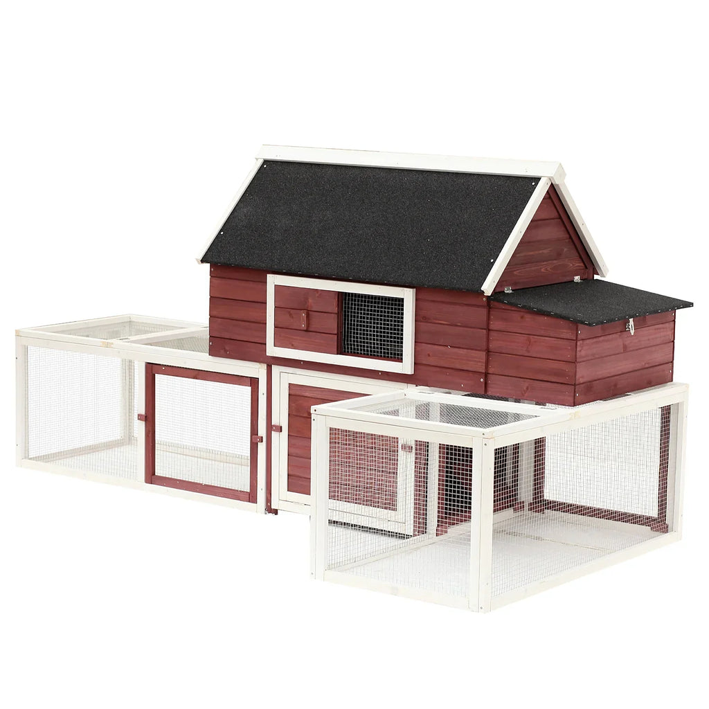 Pawhut Wooden Backyard Chicken Coop With Nesting Box And Run, 114in