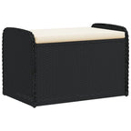 vidaXL Outdoor Poly Rattan Storage Bench With Cushion, Black, 45.3 x 20.1 x 20.5 in