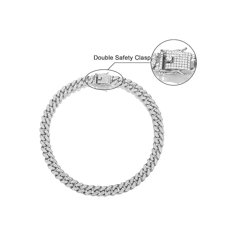 Full Diamond King Football Pendant Necklace With 20in Cuban Link Chain, 13mm Width