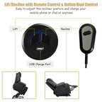 Electric Power Lift Recliner Chair With Leather Massage, Lumbar Heating, 8 Vibrating Nodes, Cup Holders And USB Port