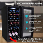 NutriChef Digital Electric Thermoelectric Wine Chiller Cooler, 18 Bottle, Black
