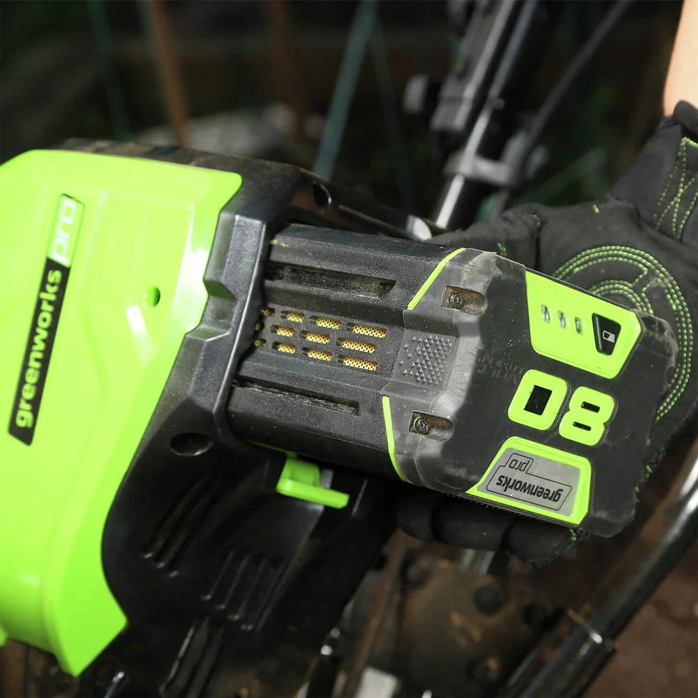 Greenworks Pro 80V 10-Inch Tiller With 2Ah Battery Included, Black And Green - 2800302VT