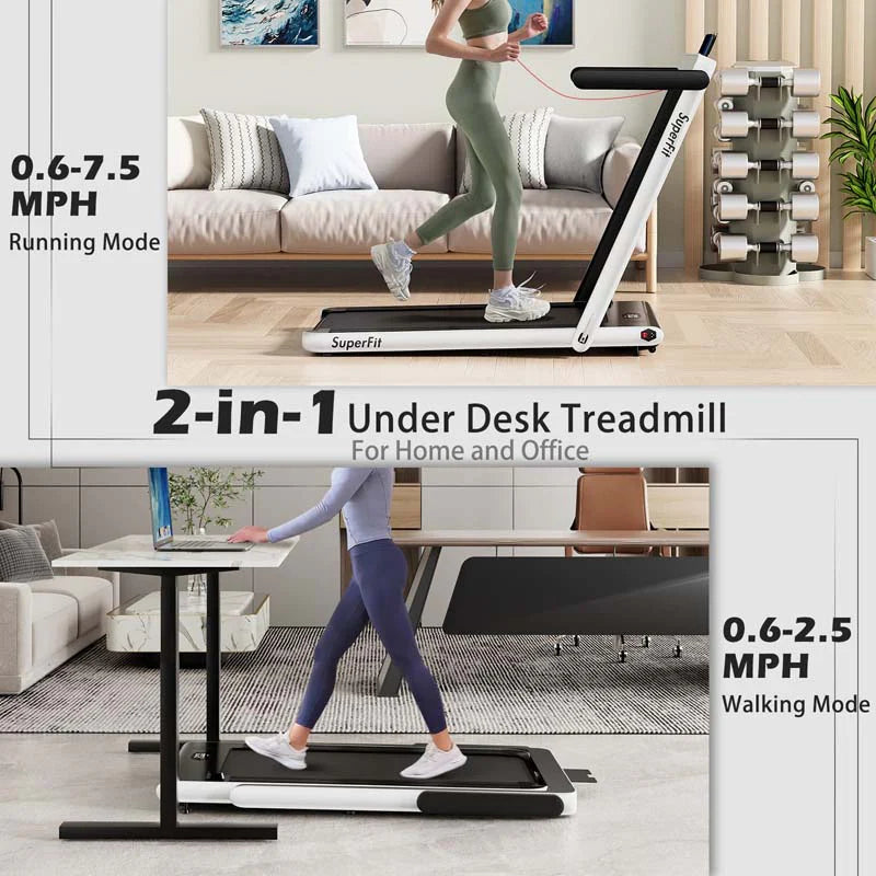 GYMAX 2-in-1 Folding Under Desk Treadmill With Speaker, App And Remote Control - 2.5HP