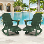 KINGYES Folding Adirondack Rocker Chair Set Of 2 With Footrest And Dual Cup Holders - Black