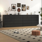 ChVans 9-Drawer Dresser With Charging Station, Black, 63in x 15.7in x 31.5in