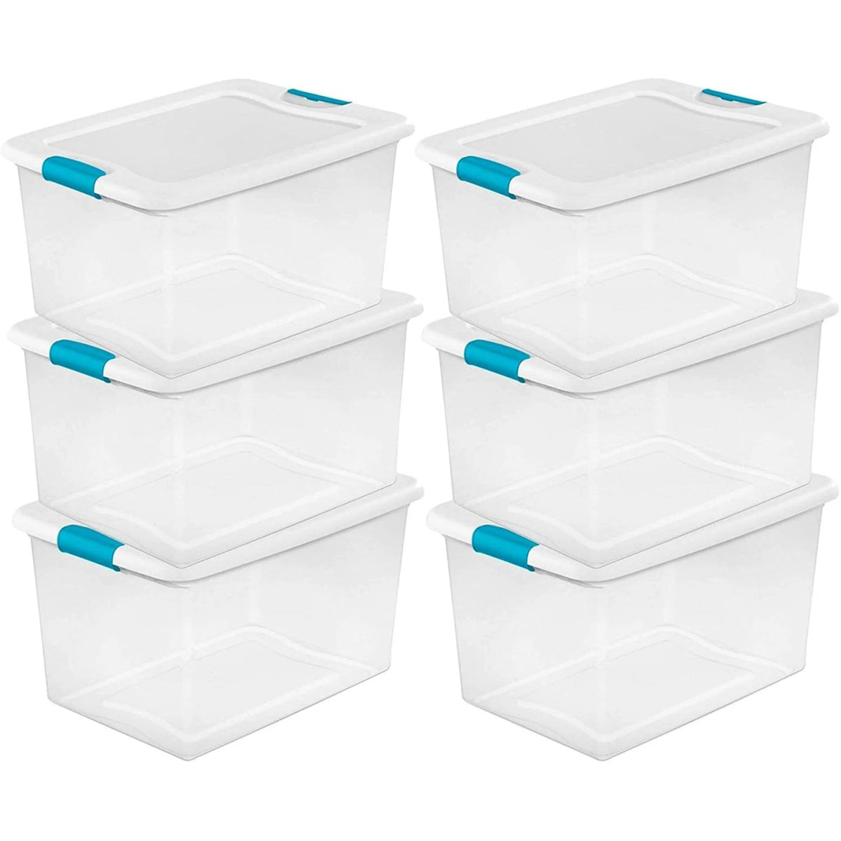 Sterilite Clear Storage Tote With Lids, 64 Quart, 6 Pack