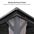 PURPLE LEAF Outdoor Hardtop Gazebo, 8' X 8', Galvanized Steel Double Roof, Aluminum Frame, Grey
