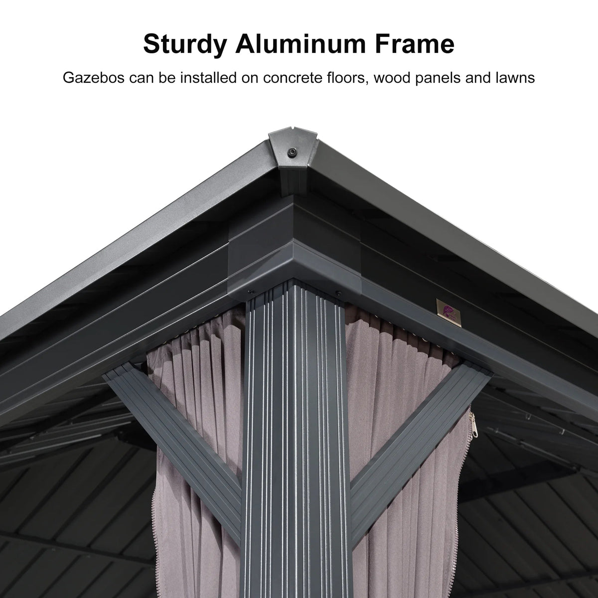 PURPLE LEAF Outdoor Hardtop Gazebo, 8' X 8', Galvanized Steel Double Roof, Aluminum Frame, Grey