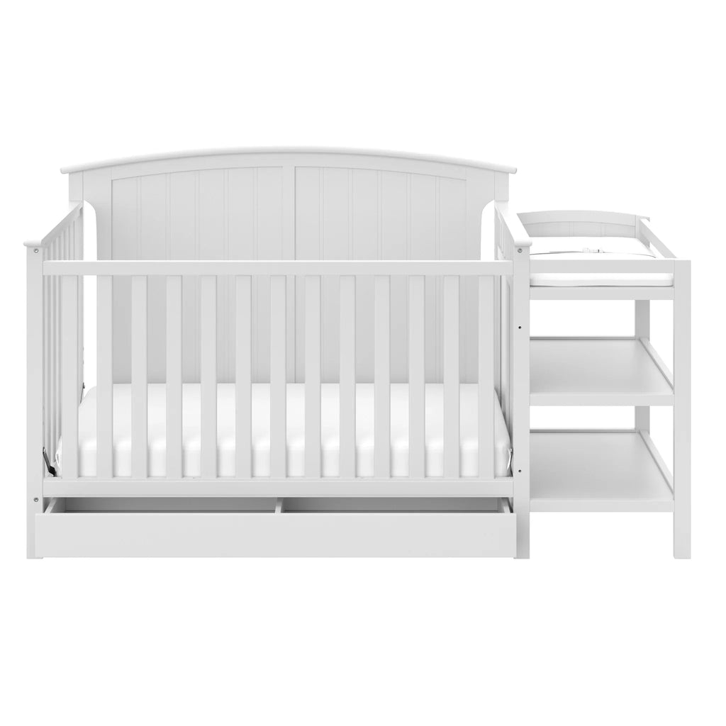 Storkcraft 5-in-1 Convertible Baby Crib & Changer, White - Steveston