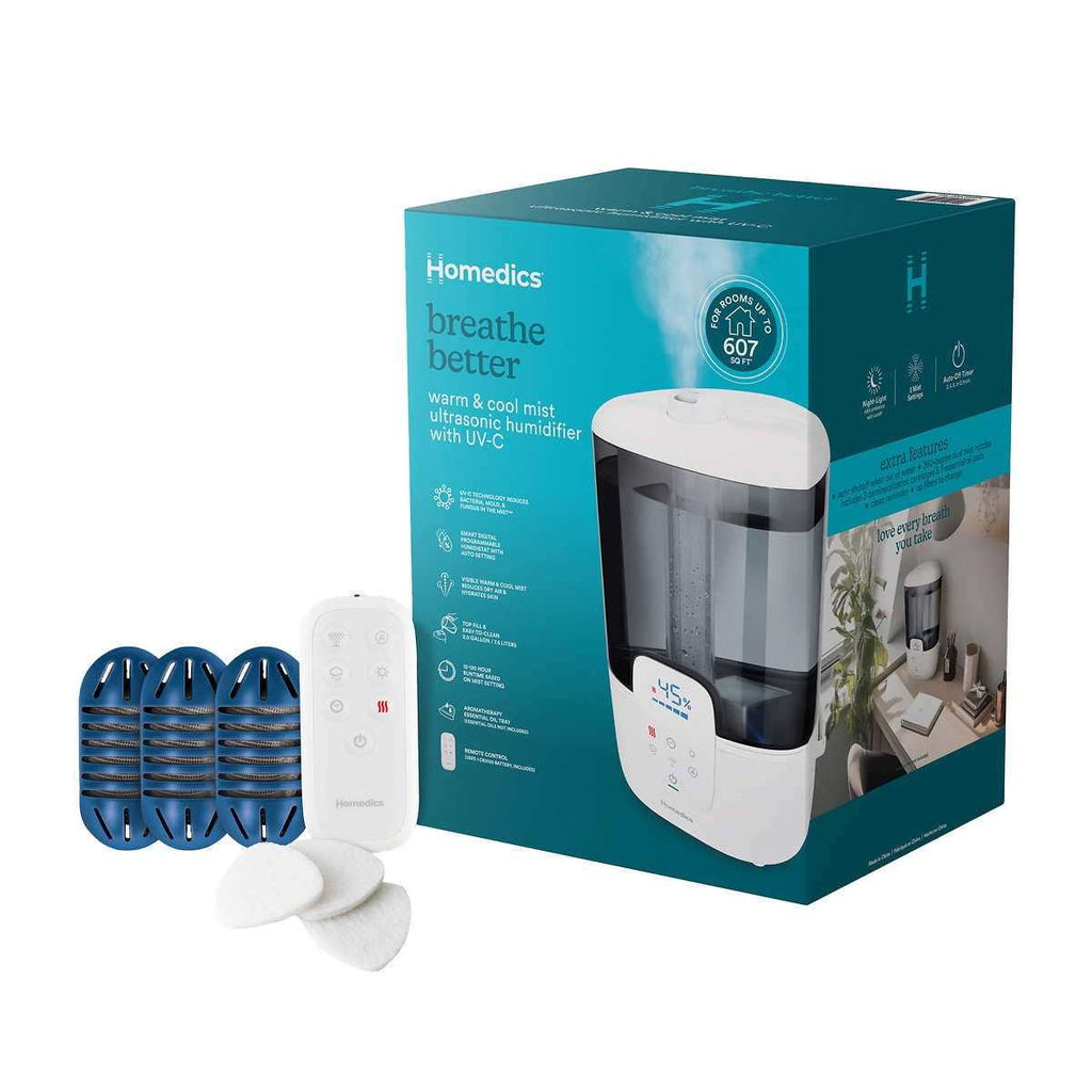 Homedics Warm/Cool Mist Ultrasonic Humidifier With UV-C Technology And Remote