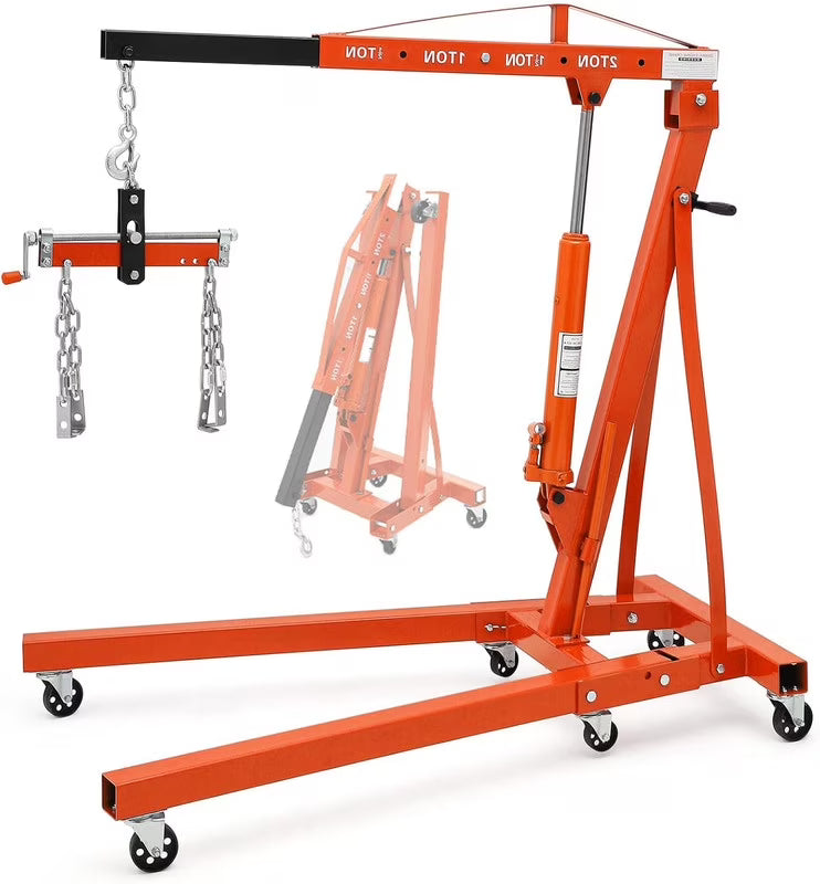 JoanKaren Hydraulic Engine Hoist 4400 lbs, Folding, Yellow - PAU_0LMM