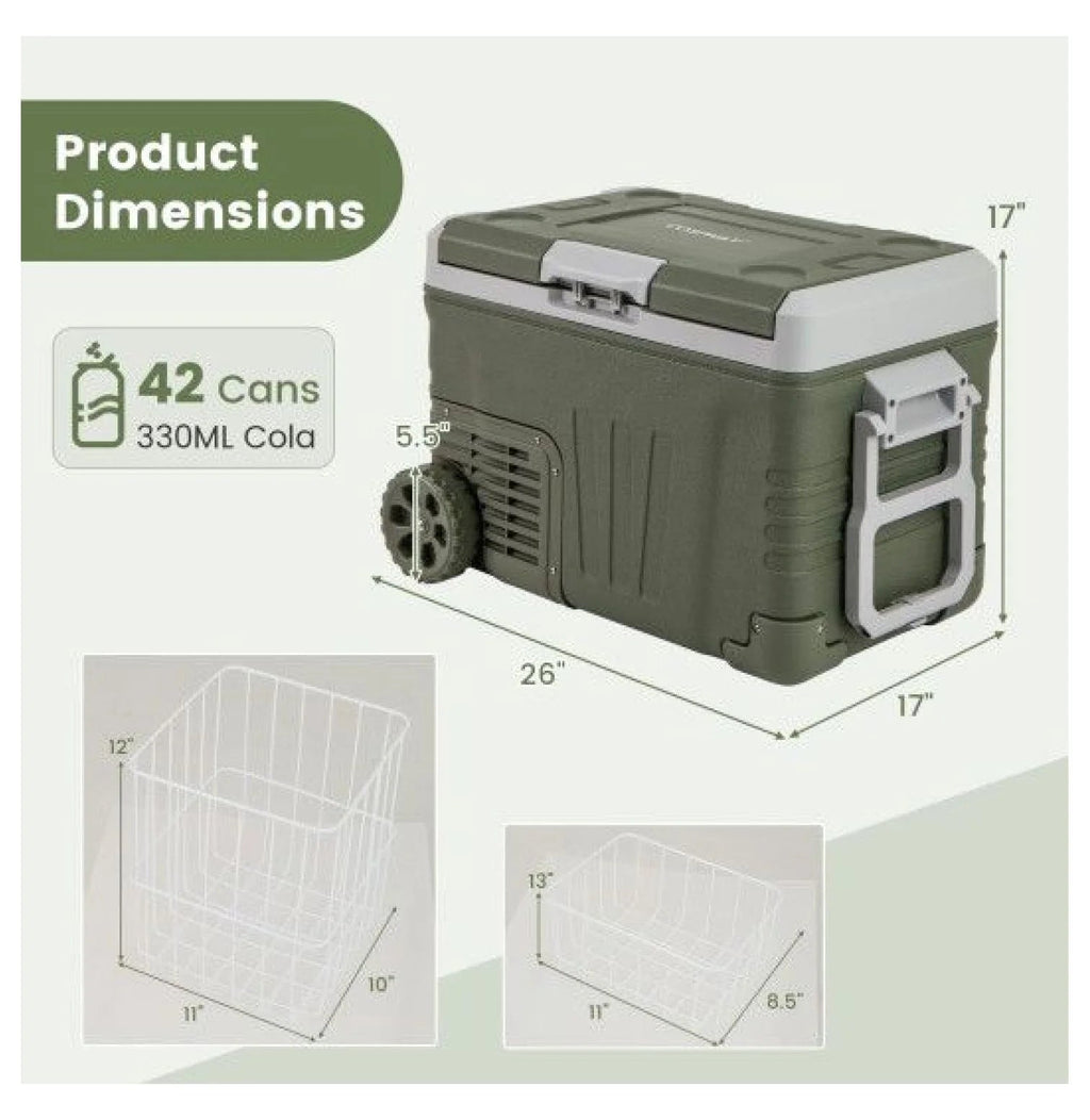 Portable 12V Car Refrigerator Electric Cooler, 35L/50L, Green