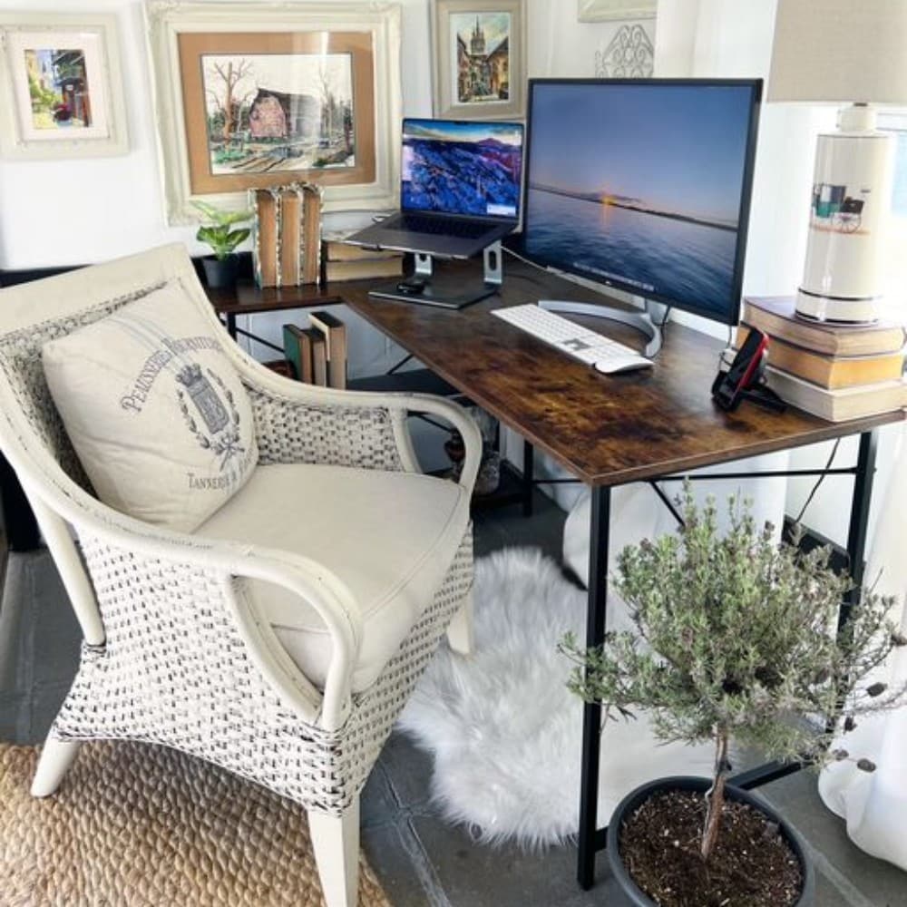 Small L-Shaped Computer Desk With Reversible Storage Shelves - 55-Inch / 47-Inch