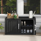 KAMABOKO Outdoor Shoe Storage Cabinet, Black, 2 Doors