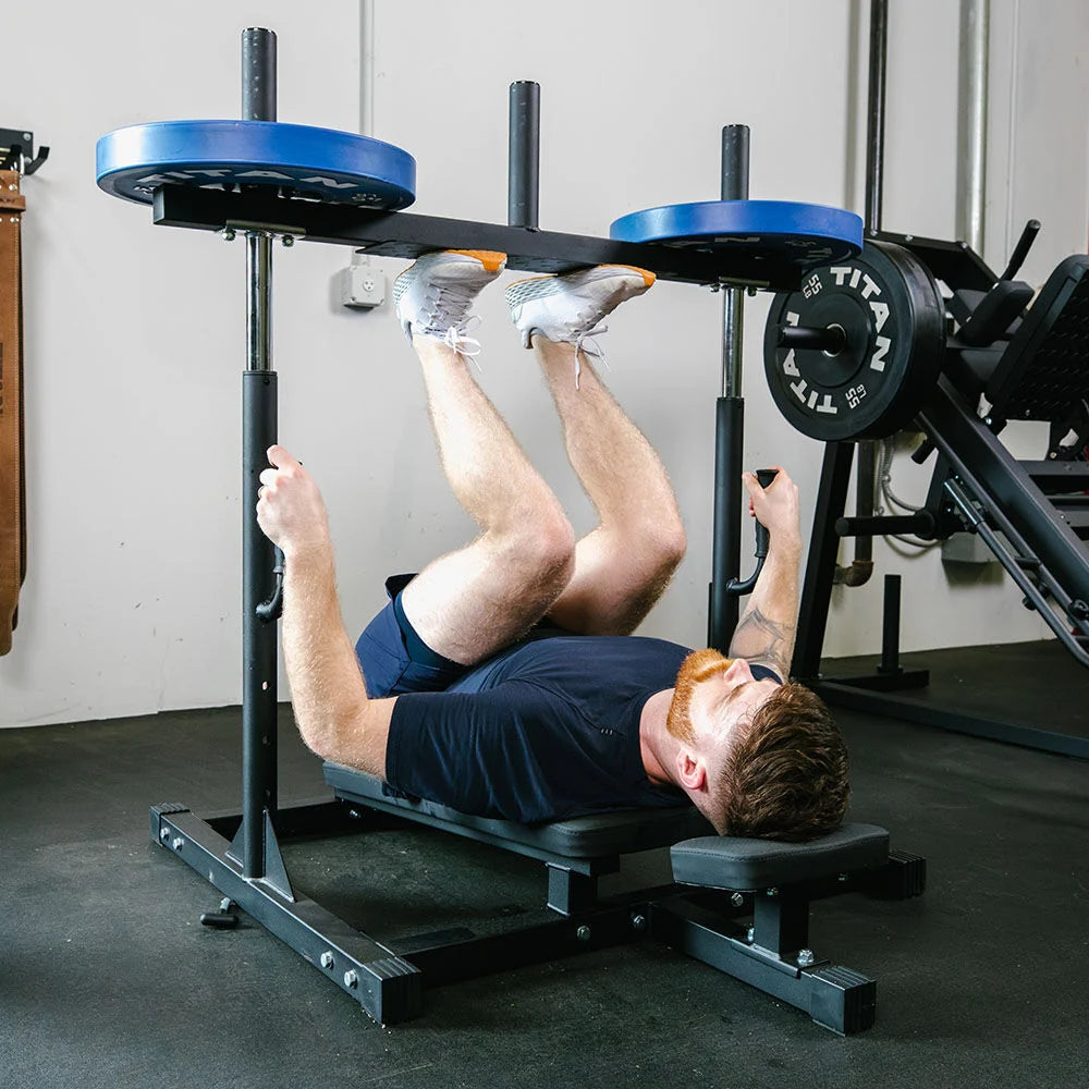 Titan Fitness Vertical Leg Press Machine, 400 LB Capacity, Diamond Footplate, Olympic Plate Compatible