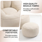 MOONMISS Microfiber Upholstered Round Bean Bag Sofa Chair With Ottoman - Gray