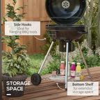 Outsunny 21 Inch Green Kettle Charcoal BBQ Grill With Wheels - 846-142V00GN