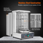 KFFKFF Electric Shawarma Rotisserie Grill 1700W 2 Burners Stainless Steel - ZH-9211