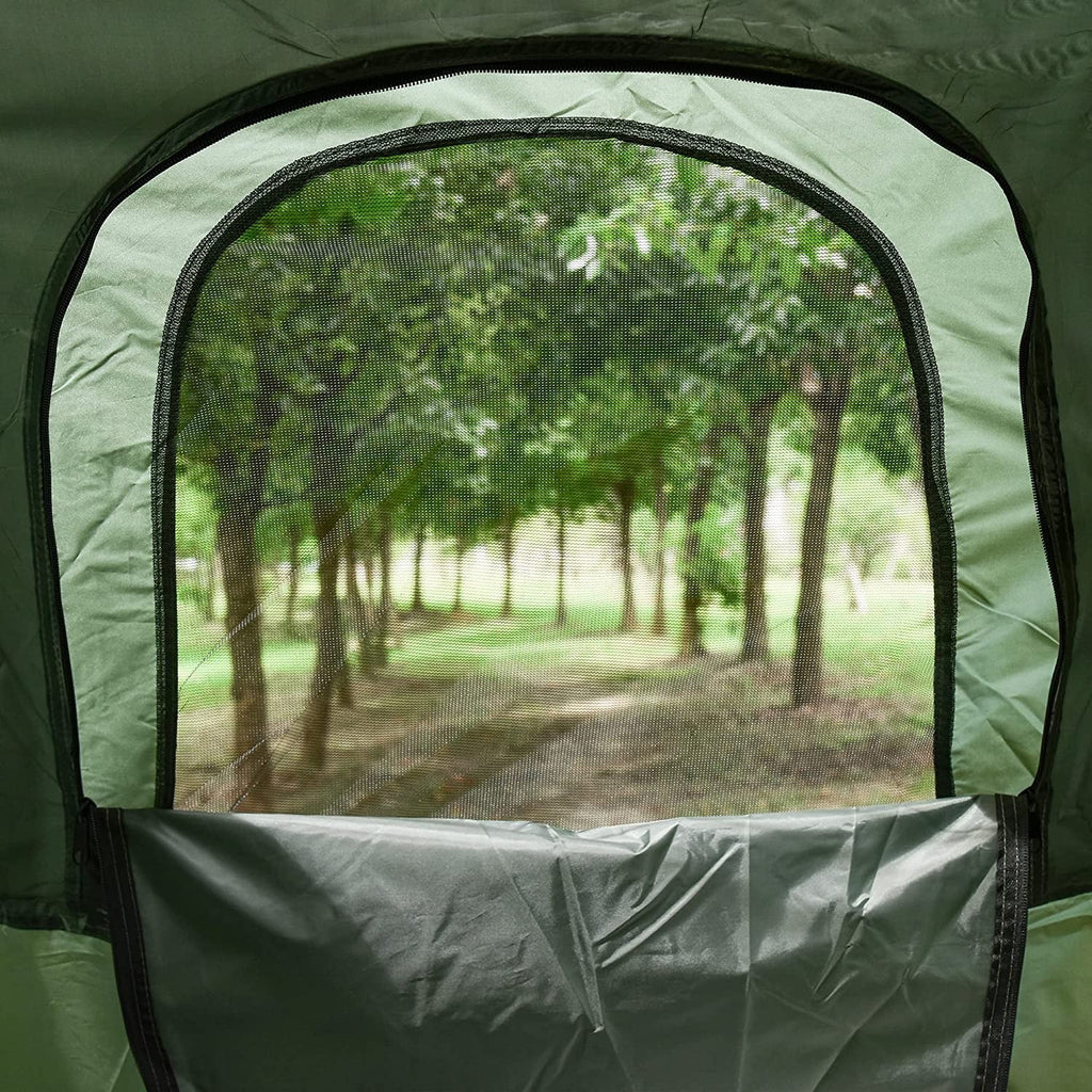 Outsunny Folding Camping Cot Tent Set With Sleeping Bag And Air Mattress, Green, 76in L x 32in W x 41in H - B2-0006