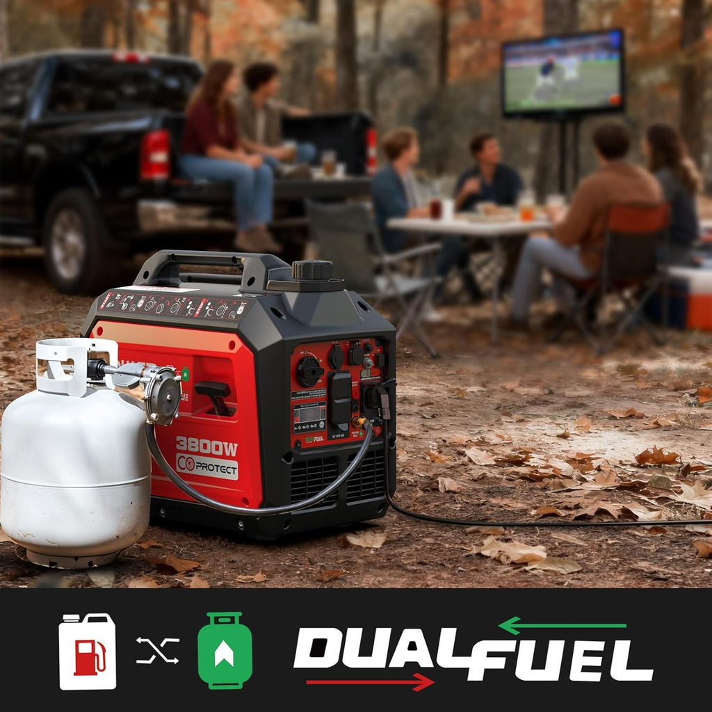 PowerSmart Dual Fuel Inverter Generator, 3800 Watt, 149cc 4-Stroke OHV Engine, RV Ready Outlet