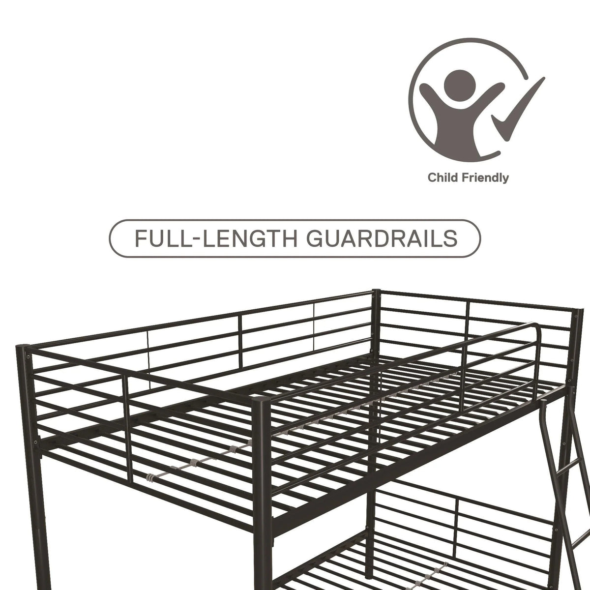 Mainstays Convertible Twin Over Twin Metal Bunk Bed - Black